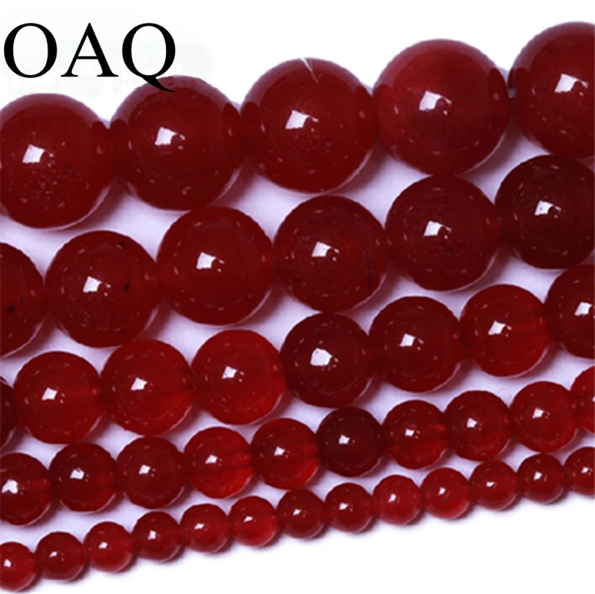 

Wholesale A 4-12mm red natural stone round glossy stone beads with holes15' strand/lot fashion bracelet jewelry making