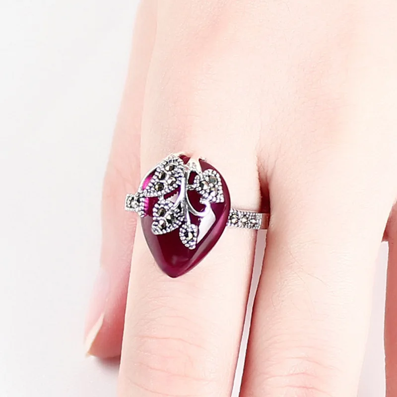 

2019 Anniversary Ring Rushed Women Heart Anillos Ring Anel Masculino Fashion 925 Embedded Gem Ethnic Jewelry Taiyin Honggang