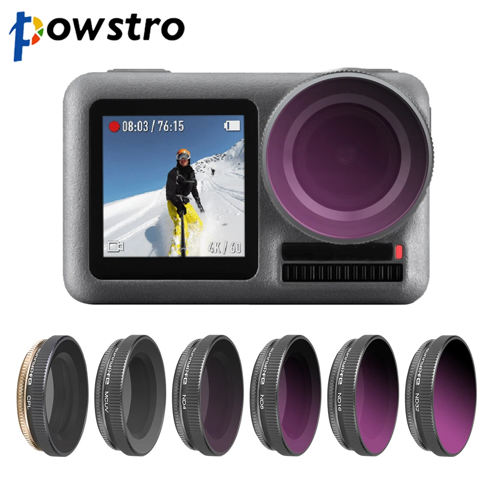 Комплект фильтров Powstro регулируемые фильтры CPL и ND/PL для GoPro HERO 5 6 7 черный корпус