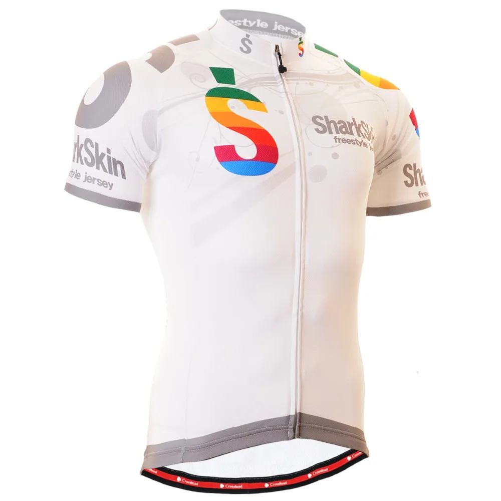 Men's Cycling Jersey Short Sleeve White With Letter S Road Bike Shirt