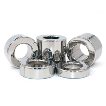 Magnetic Lock Metal Scrotum Pendant Ball Stretcher Testis Weight Cock Ring Penis Restraint Stainless Steel Sex Toys for Men 4
