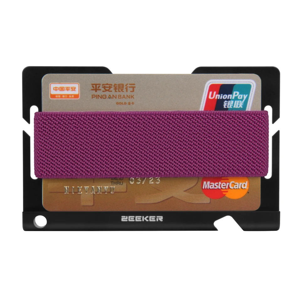ZEEKER смарт-кошелек Rfid Блокировка передний карман держатель для карт с цветной резинкой