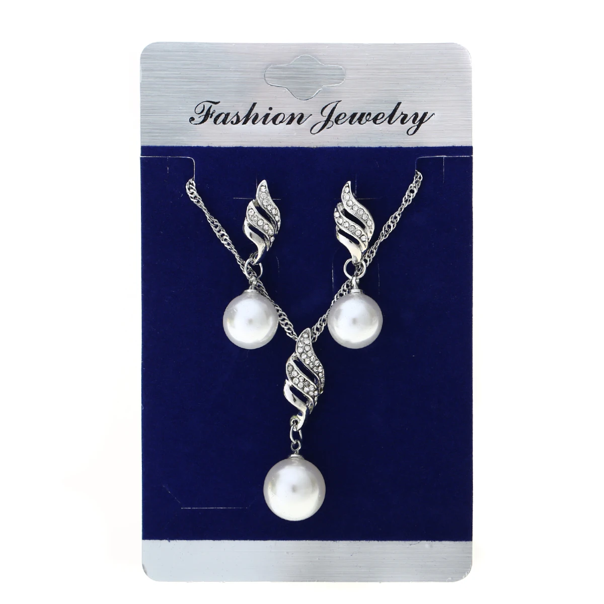 Gold Silver Plated Simulated Pearl Crystal Drop Earring Necklace Jewelry Set For Bridal Wedding Accessories Shellhard Jewellery