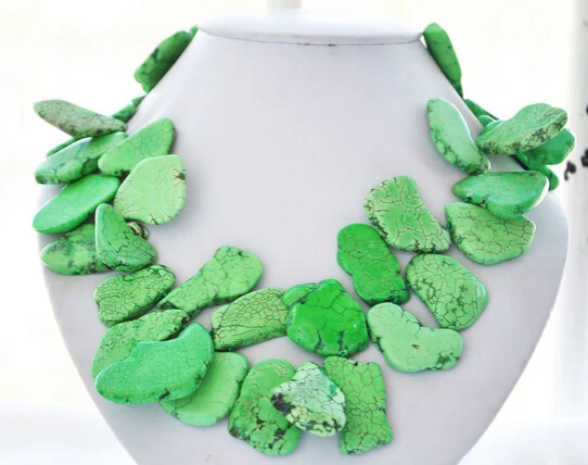 

ddh002582 36mm original green sheet turquoise bead necklace 18inch