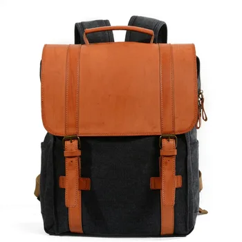 

M202 Fashion Backpack Leather Canvas men backpack School Bag Military Backpack Women Rucksack male Knapsack Bagpack mochila New