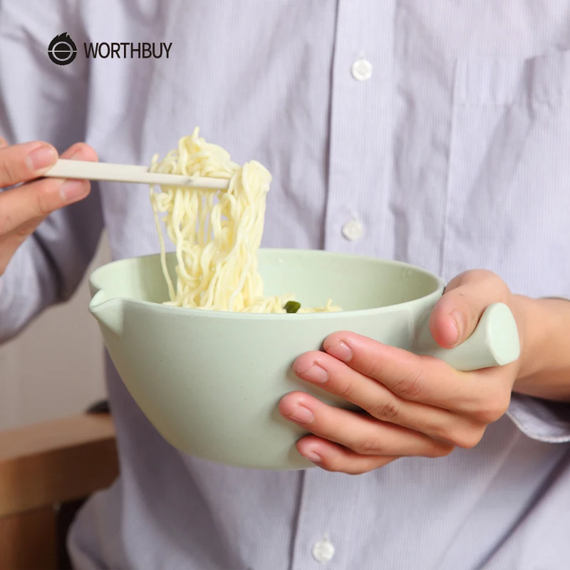 WORTHBUY японская бамбуковая мгновенная лапша миска с крышкой палочки для еды кухонная чаша рамен контейнер для еды для детей чаша для супа, салата