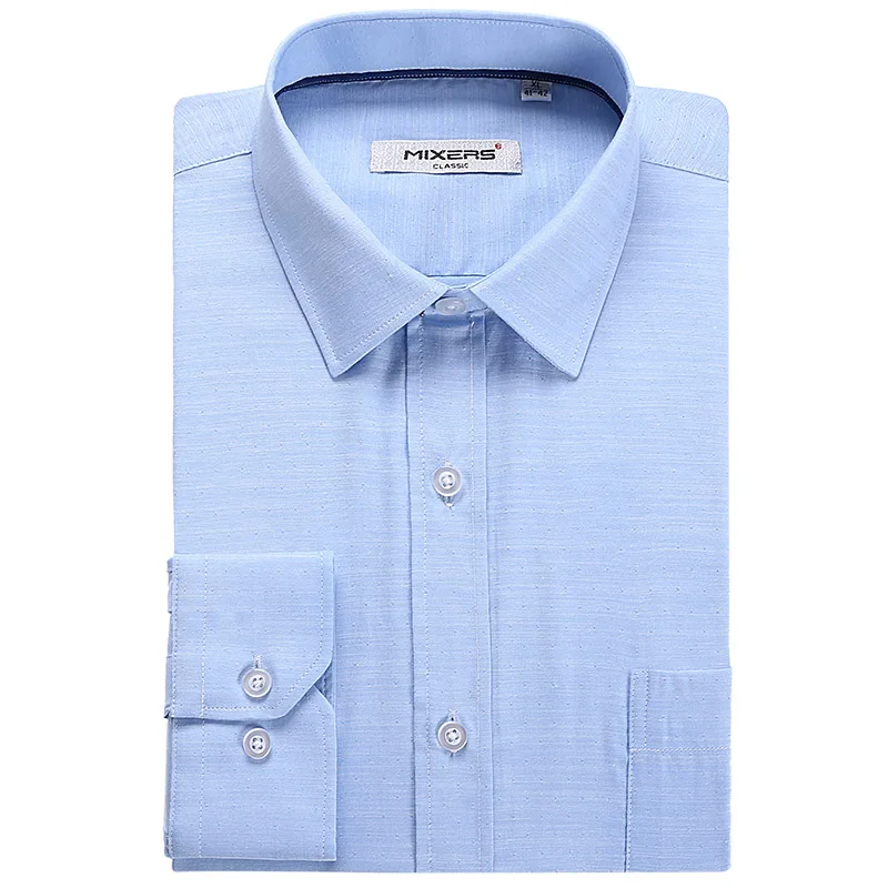 Blue Бренд Ткань Для мужчин рубашка с длинным рукавом Classic Fit розовый синий Повседневное рубашки Для мужчин хлопок торжественное платье рубашка Для мужчин camisa - Цвет: Blue