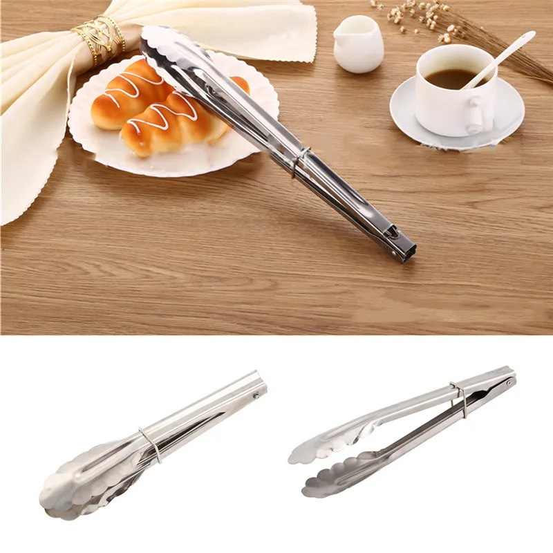 1 Piece Stainless Steel BBQ Tongs Handle Kitchen Tongs Tools Lock Design Barbecue Clip Clamp Portable Kitchen Tool Accessories