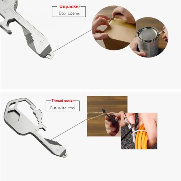 24 in 1 Outdoor Multifunctional Tool Key Wrench Screwdriver Box Opener Wire Cut Tool for Camping TN88