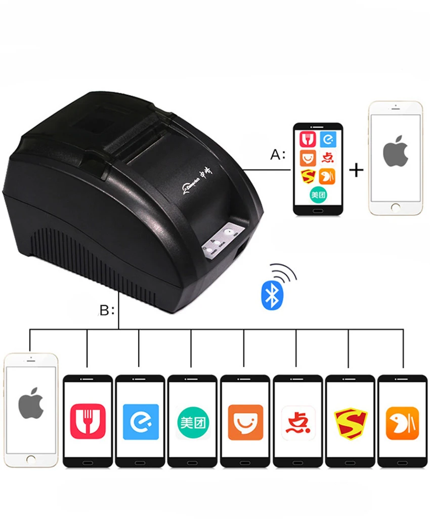AB-58D 48 мм миниатюрный bluetooth-принтер термопринтер на системе Android USB беспроводной чековый принтер мобильный Портативный билетопечатающая портативная машина
