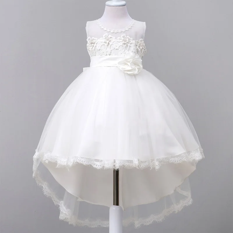 

New arrivial sweet flower girls princess dress lace transparent tulle trailing evening dress for girls 11 years