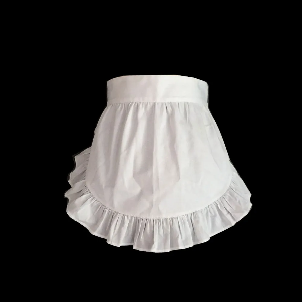 

Sexy White Half Waist Ruffle Waitress Cosplay Avental de Cozinha Divertido Tablier Cuisine Pinafore Short Apron BA011