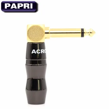 

PAPRI Newest Adapte Jack 2 Poles 6.35MM Mono L Plug Pure Brass Gold Plated Microphone Console Audio Plugs Male Connector
