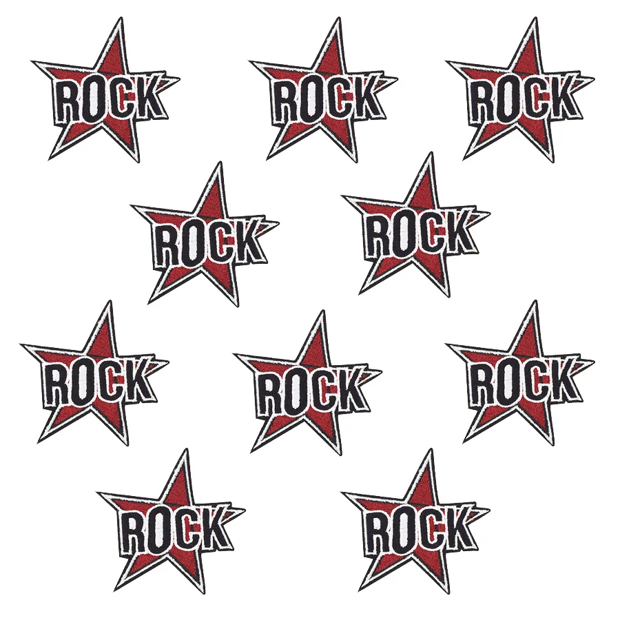 

Patch for Clothes Sew Embroidery Applique Cool Badge Stripes Iron on Patch for Clothes Jacket Coat Rock Star Accessories 10 PCS