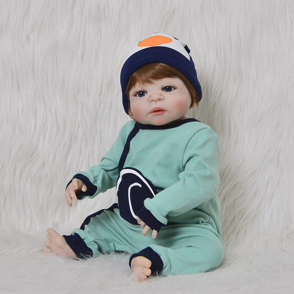 57 см полное Силиконовое боди Reborn Baby Doll детская игрушка игрушки bebe новорожденный мальчик reborn кукла Bebe Bathe игрушка-компаньон подарок на день