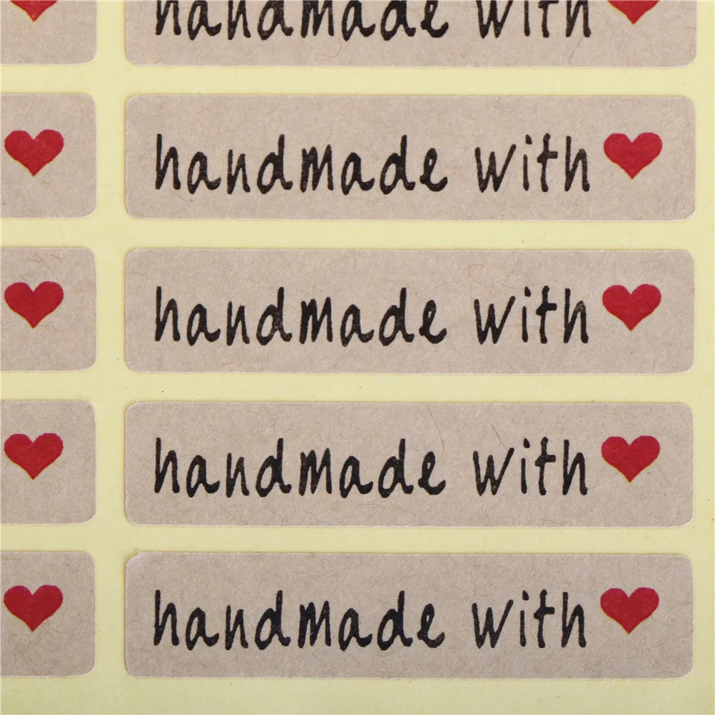 

200pcs/lot Wholesale Handmade with letter lovely red heart pattern packaging label Adhesive Stickers
