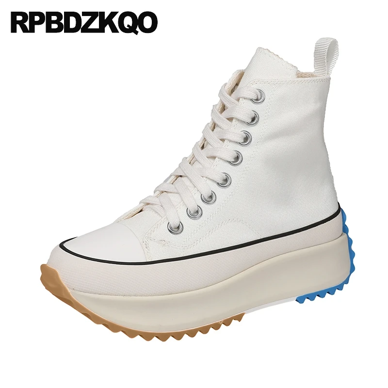 Женские холщовые кроссовки Creepers черные на толстой подошве со шнуровкой в