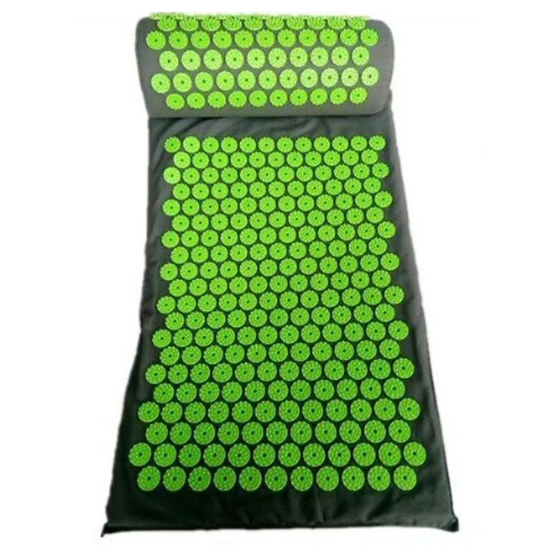 68*4 Массажер подушка Shakti коврик акупрессур снимает спинку телесная боль Спайк Коврик акупунктурный массаж йога матрас с подушкой - Цвет: Зеленый