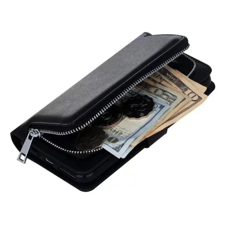 Ретро гибридный Чехол-книжка кожаный кошелек с молнией Чехлы для Samsung Galaxy S5 S6 S7/Edge iPhone 6 6 S/7 Plus Чехол чехол-накладка на заднюю панель телефона Капа