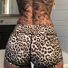 Женские леопардовые Спортивные Шорты повседневные тонкие шорты для йоги стрейч пляж бег Тонкий Йога женские шорты Высокая талия Горячая