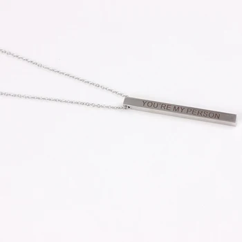 

5 PCS/lot Hot Sale Letter You Are My Person Pendant Necklace, Stailess Steel Bar Positive Inspirational Mantra necklace