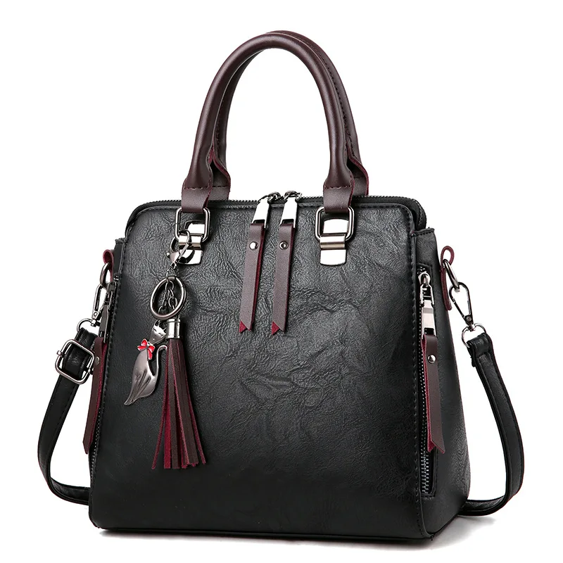 

Vintage Leather Ladies HandBags Women Messenger Bags TotesTassel Designer Crossbody Shoulder Bag Boston Hand Bags Hot Sale