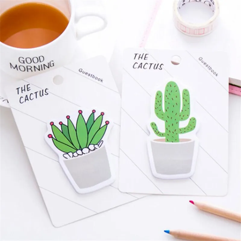 Креативные кактус memo pad Kawaii растение Стикеры для планирования бумага для записей наклейки Канцтовары офисный школьный подарок