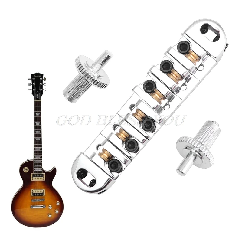 

1Pc Roller Saddle Locking Tune-O-Matic Bridge Chrome For Les Paul Guitar New