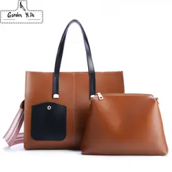 Мода Большой Ёмкость Для женщин 2 шт. композитный качества сумка кожаная женская сумка Повседневное сумки Дамская сумка