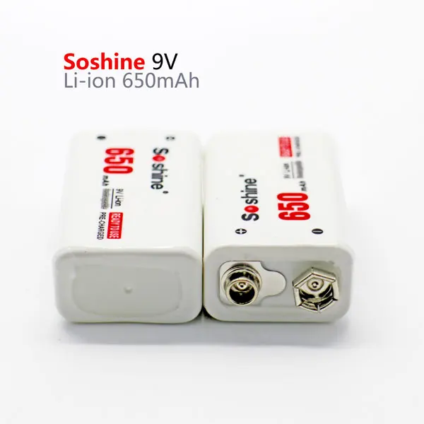 2 шт. Soshine 650 mаh 9В 6F22 Перезаряжаемые Батарея + Smart интеллигентая (ый) металл