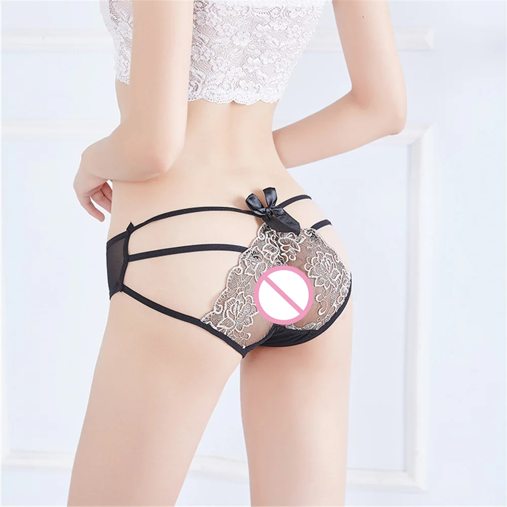 

Embroidery Mesh Panties Women Sexy Girl's Lingerie BowThin Summer Mesh Floral Lace Briefs Transparent Lace Panties Female
