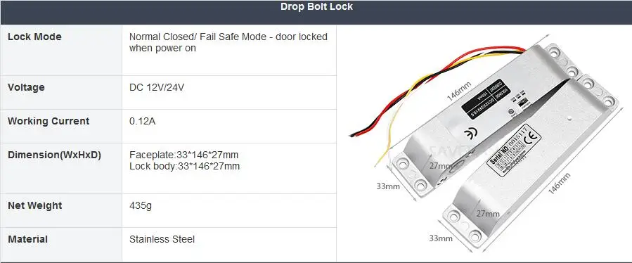 drop bolt lock