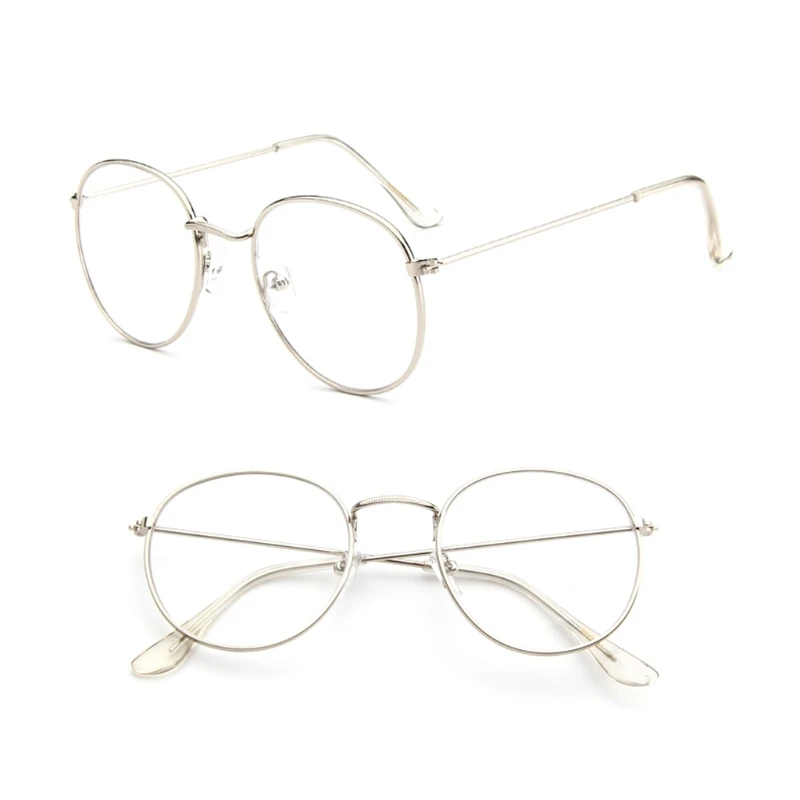Винтажные мужские и женские очки, металлическая оправа, круглые прозрачные Линзы для очков, оптические