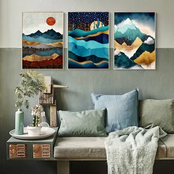 

Daybreak Indigo Desert Night Art Canvas Art Print Wall Pictures for Living Room No Frame