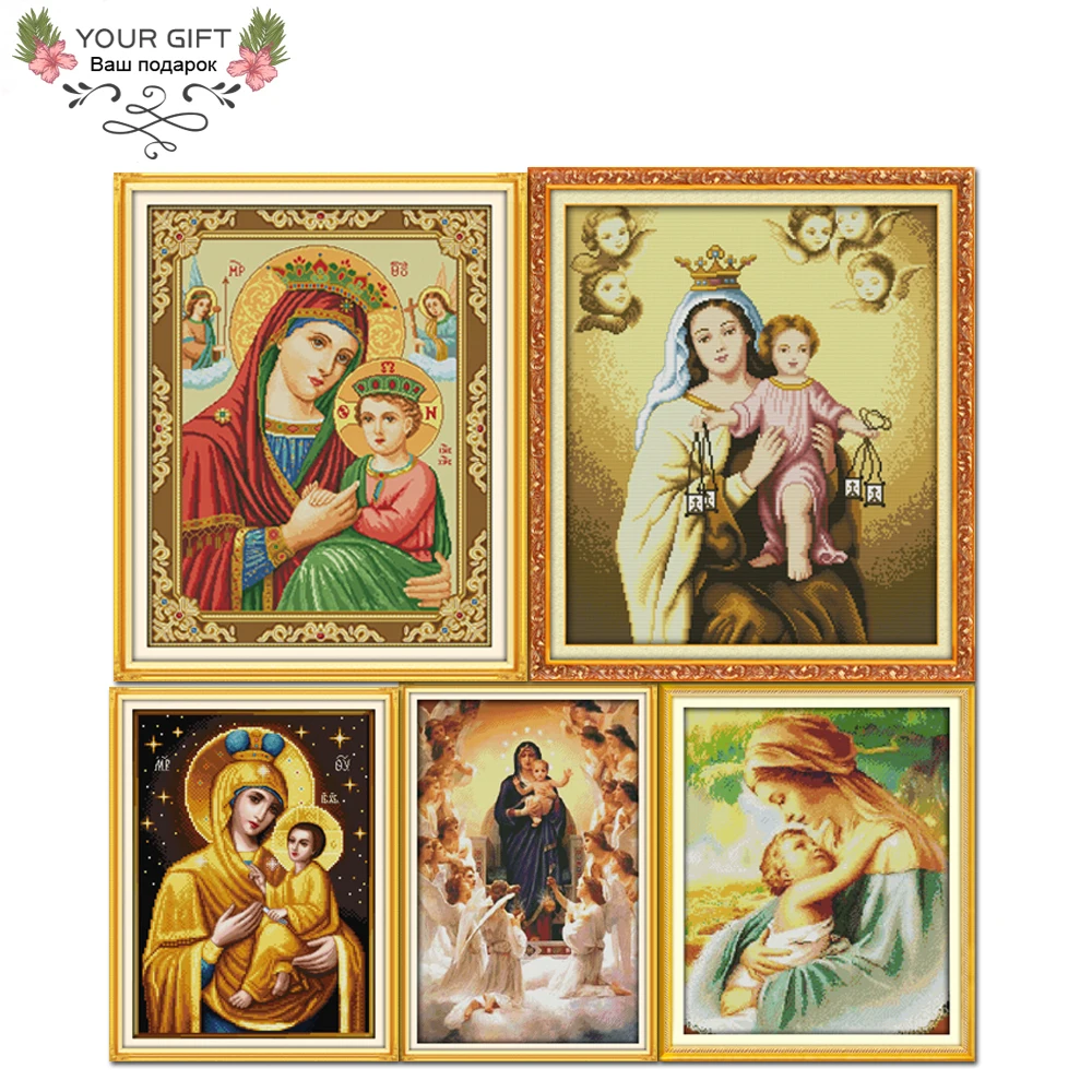 

Joy Sunday R266(7)R266(1)R418(8)R507(9)R586(11) 14CT 11CT Counted and Stamped Home Decor The Madonna and Child Cross Stitch