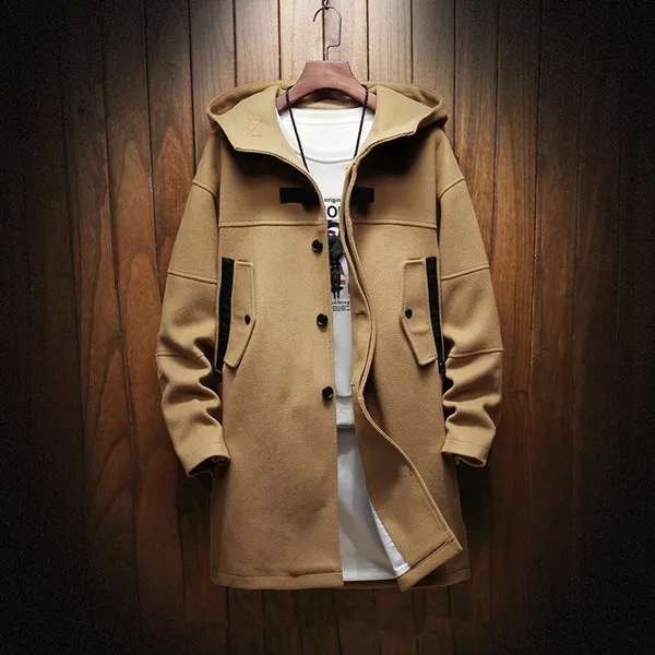 autumn and winter New style Men's fashion casual Long style trench coat Men's Cotton hooded jackets men size M-5XL - Цвет: Оранжевый