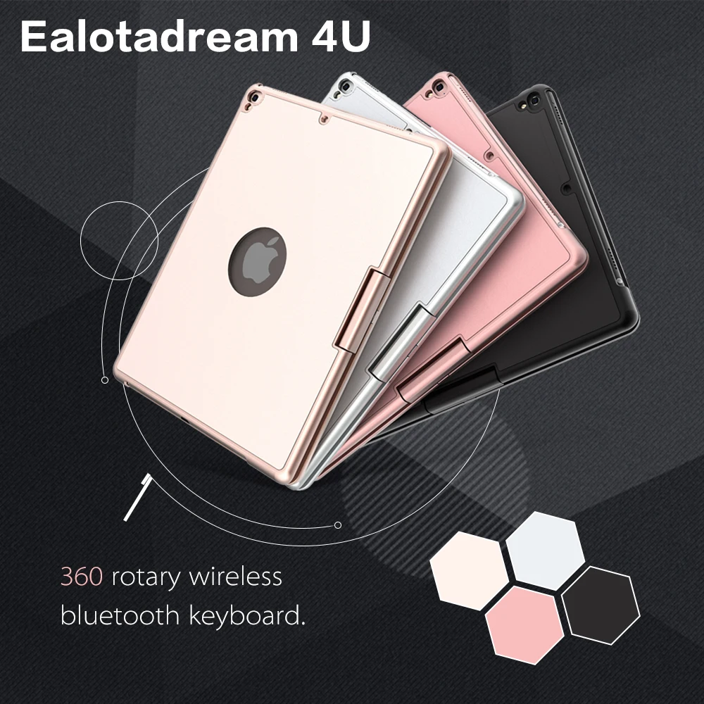 

For ipad pro 9.7 case with keyboard 360 Degree Rotation ABS plastic case wireless bluetooth keyboard LED Backlit