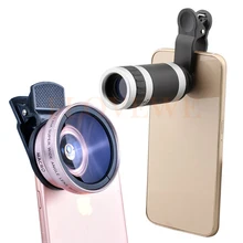 Новые HD 2in1 0.45X Широкий формат 12.5X макро Объективы 8X Zoom Telescope телефото Объективы для samsung S5 S6 S7 S7 S8 edge Note 4