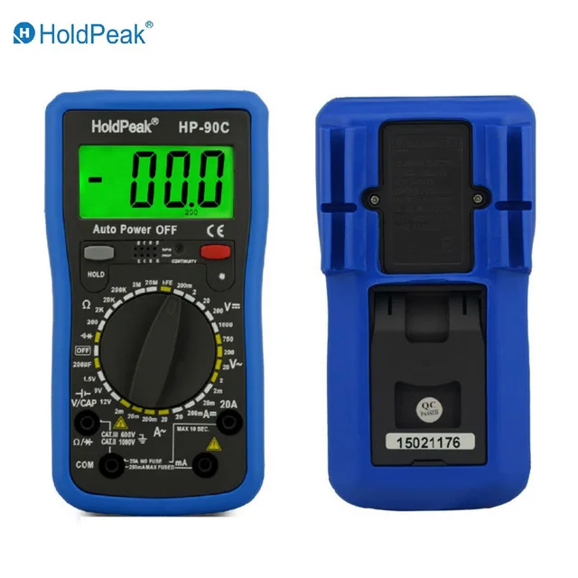 

Multimetro Digital HoldPeak HP-90C 1000V Digital Multimeter Meter with Battery/Resistance/Capacitance Test