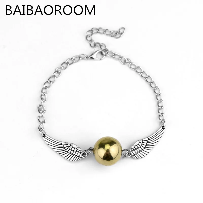 

Vintage Jewelry Retro Tone Golden Snitch Pocket Wings Bracelet pulseras For Men and Women Wholesale
