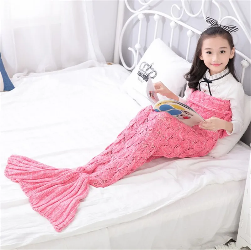 

Marious Mermaid Tail Acrylic Blanket Crochet Mermaid Blanket For Adult Super Soft All Seasons Sleeping Knitted Blankets