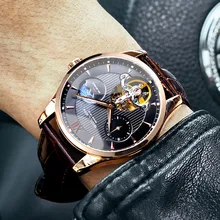 Tod Brand Men Watches Automatic Mechanical Watch Tourbillon Sport Clock Leather Casual Business Retro Wristwatch Relojes Hombre