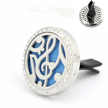 

30mm Stainless Steel music car essential oil aroma aromatherapy diffuser pendant locket vent clip