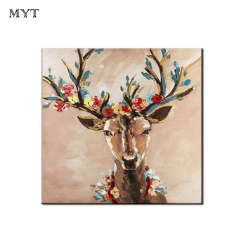 

100% Hand Painted Deer Painting Canvas Art Children Room Decoration Oil Painting Free Shipping Wall Decor