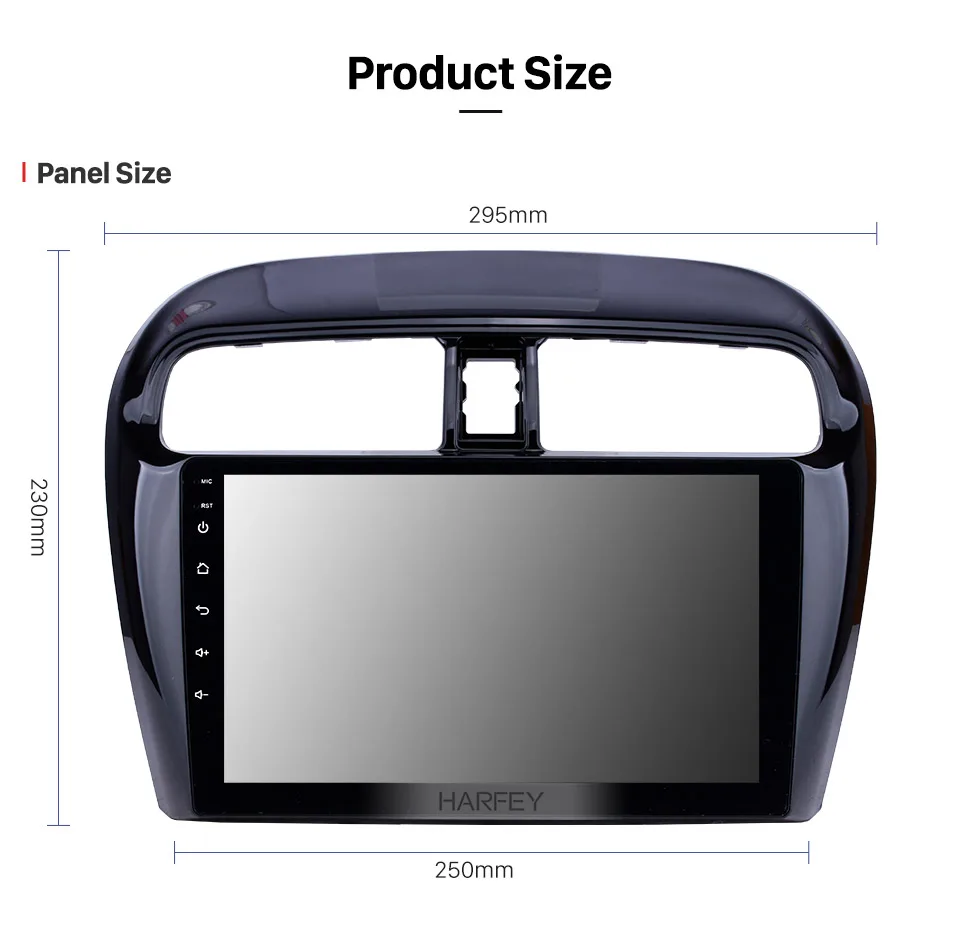 Excellent Harfey 9"Android 8.1 for 2012-2016 Mitsubishi Mirage Car Radio GPS Navi with HD Touchscreen Bluetooth USB WIFI FM SWC DVR OBD 15