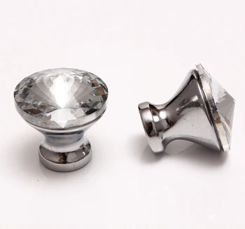 

(136pcs/lot) 30MM Diamond Pointy Shape Crystal Glass Cabinet Knob Cupboard Drawer Pull