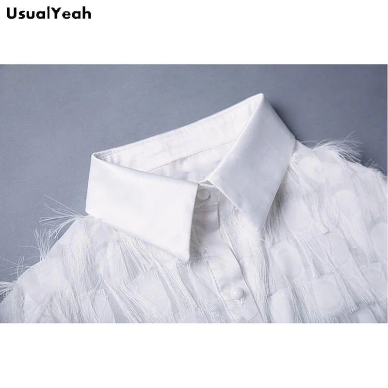 USUALYEAH 2018 Women Tassel Blouse Shirts Long Sleeve Fashion OL Female Black White Blusas Femininas S-XL SY0514 USUALYEAH 2018 Women Tassel Blouse Shirts Long Sleeve Fashion OL Female Black White Blusas Femininas S-XL SY0514