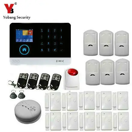 

YobangSecurity ANDROID IOS APP Touch Keypad Wireless WIFI GSM SMS Smart Home Security Burglar Alarm System With Wireless Siren