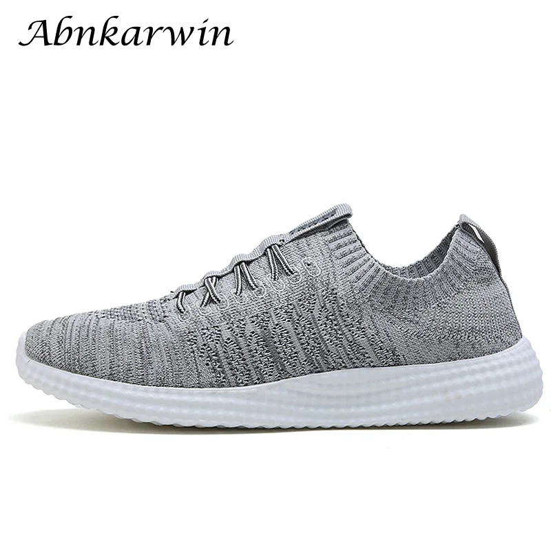 

men sneakers breathable lightweight running shoes spring autumn jogging male sport shoes lace-up elastic mesh training shoes