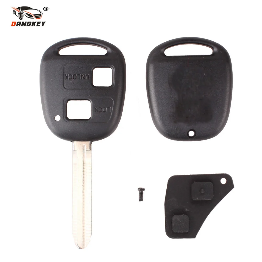 

DANDKEY Uncut Blank Remote Key Shell Case for Toyota Avensis Yaris Auris 2 Buttons Key Cover + rubber pad Replacement